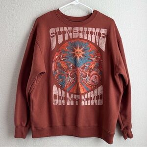 Hollister Sunshine On My Mind Graphic Sweatshirt in Brown Rust Small